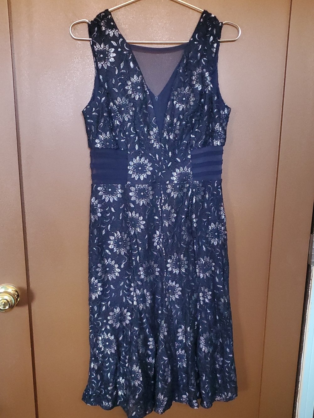 Enfocus Studio Navy Floral Lace Midi Dress